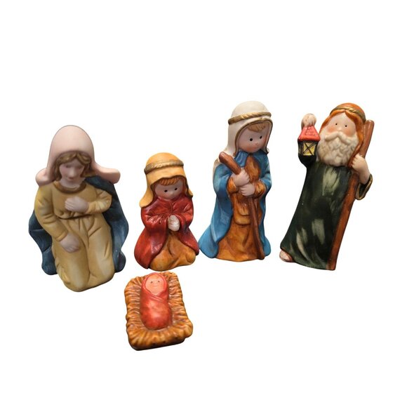 Vintage Ceramic Nativity Scene Figurines  Set Of 5 - Picture 8 of 10